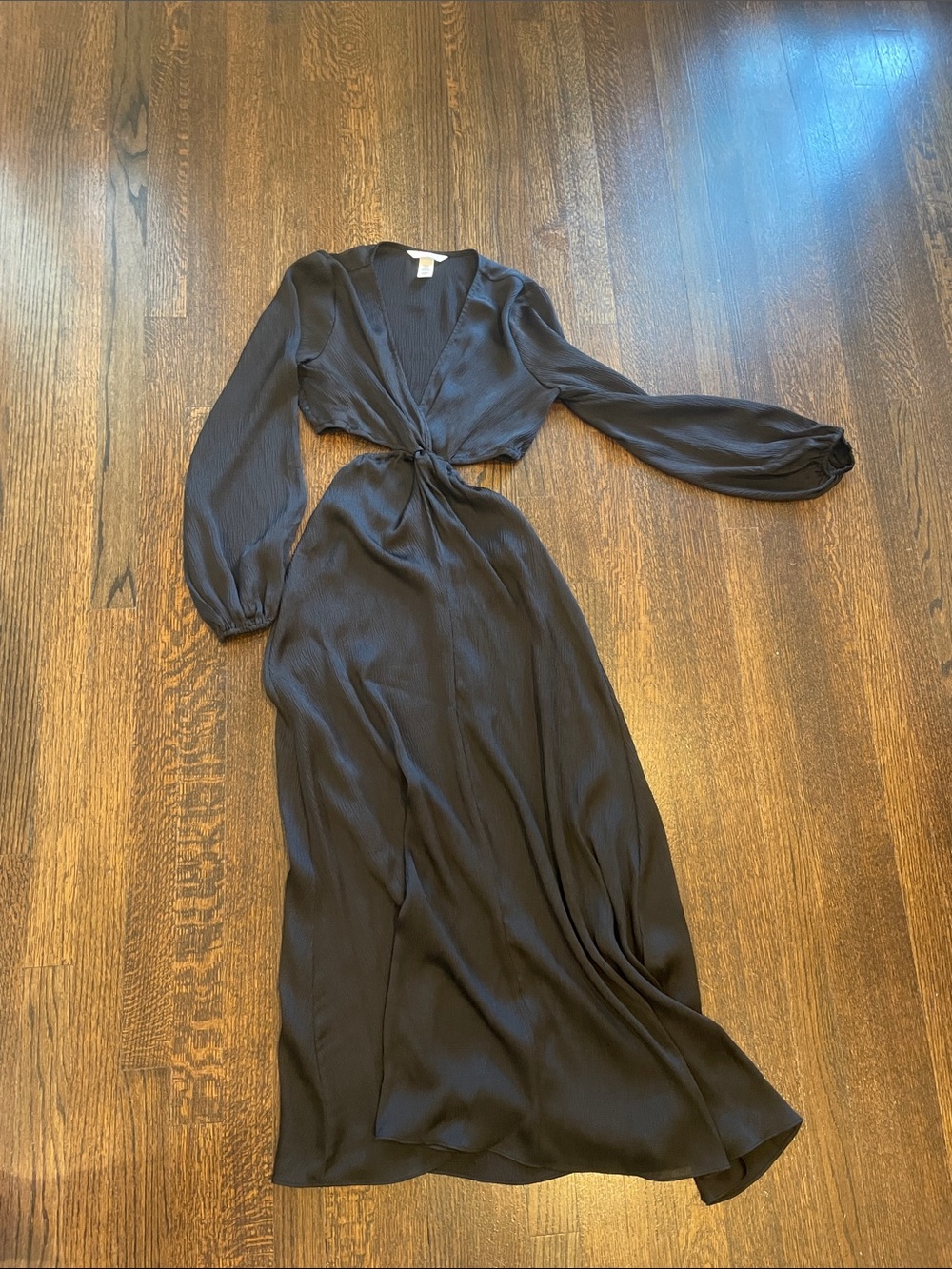 Long-Sleeve Twist-Front Maxi Dress